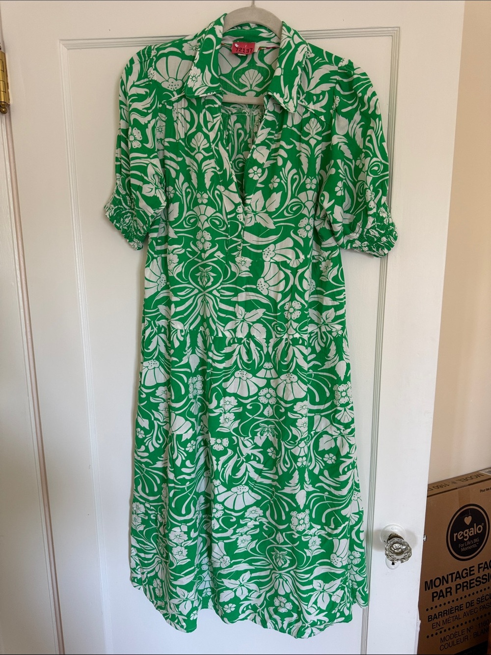 Green and White Floral Midi Shirt Dress by Umgee